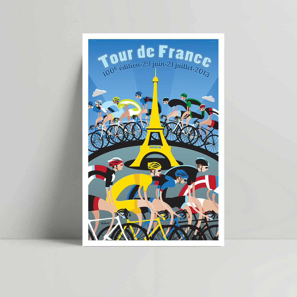 Tdf Eiffel Tower - Cycling Art Print - Michael Valenti – Rouleur