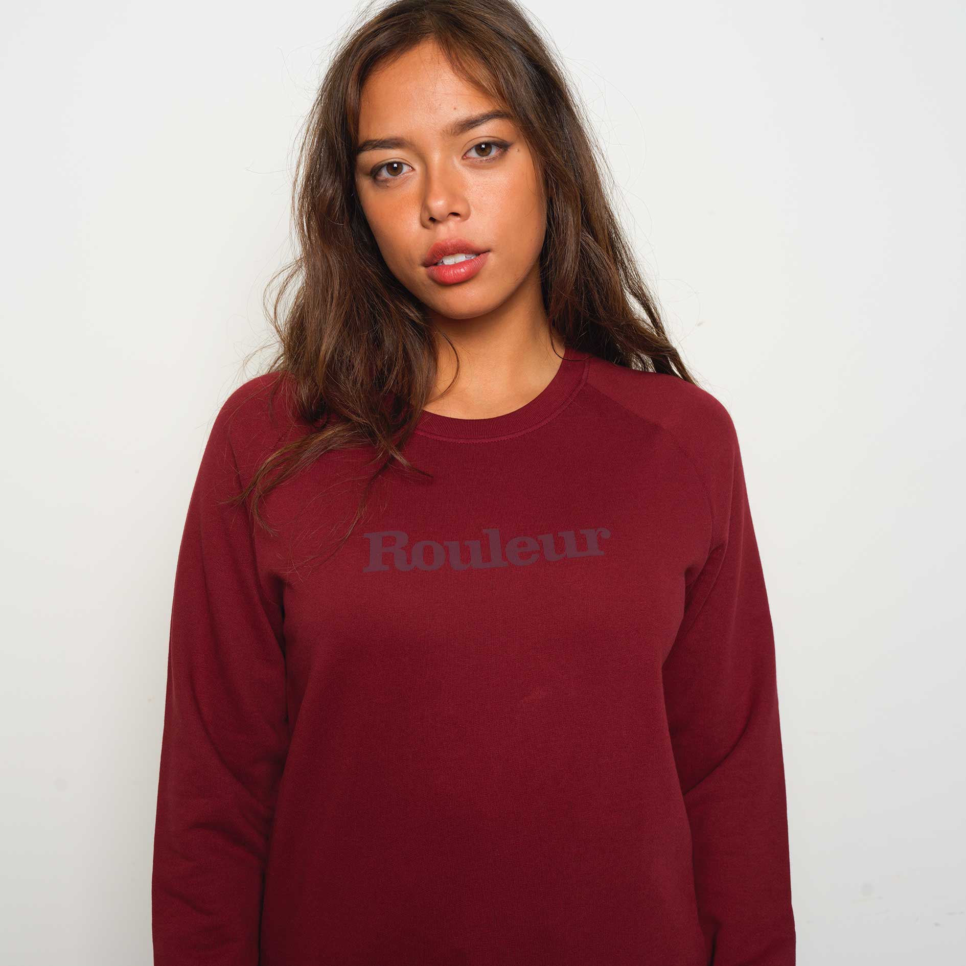 Rouleur Logo - Organic Sweatshirt - Unisex - Burgundy - Rouleur